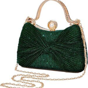 Clutch Purses for Women Handbags Shiny Sequin Wedding Silver Cross Body Purses w
